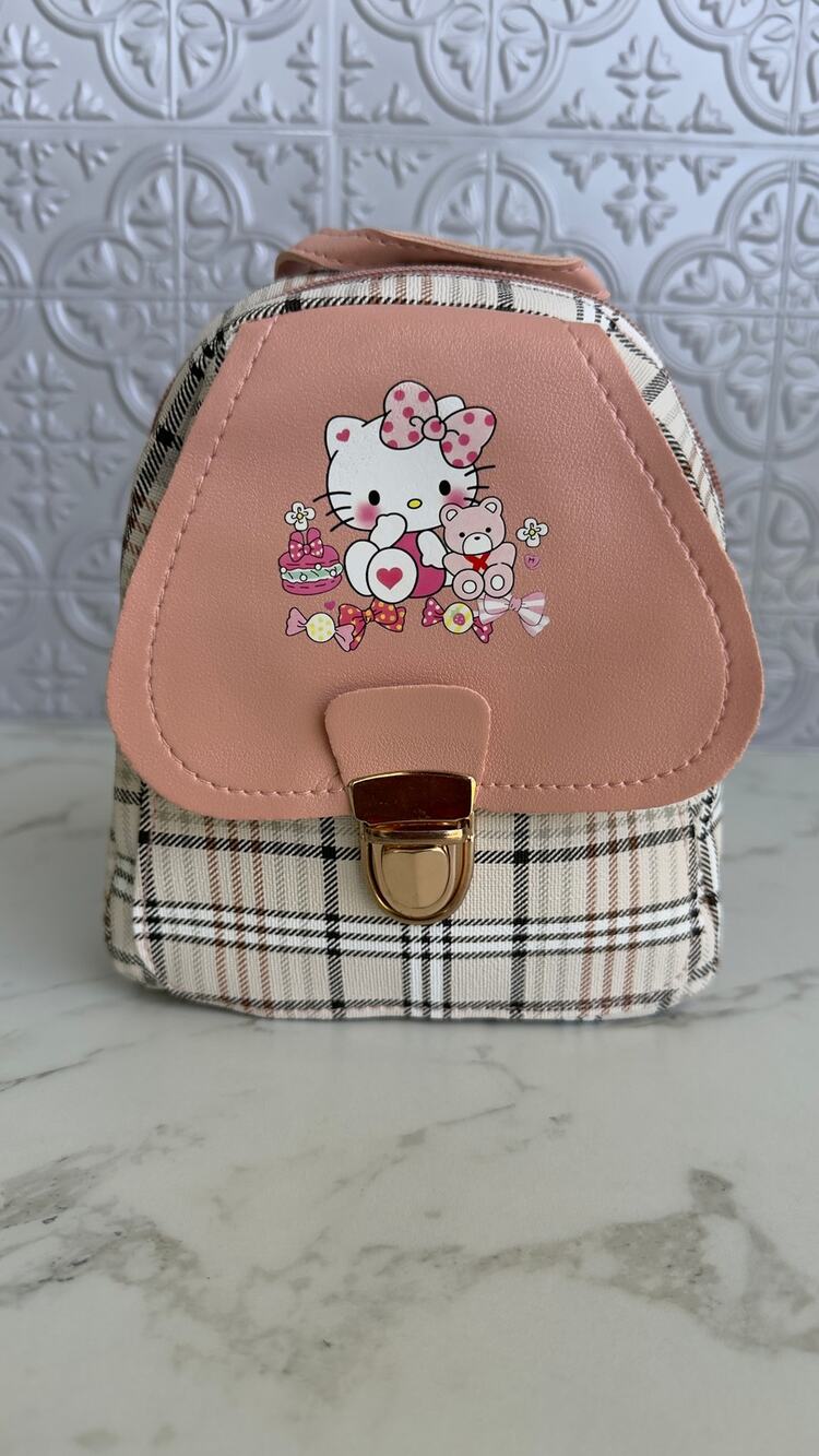 Sanrio Hello Kitty Plaid Mini Backpack Pink Crossbody Shoulder Bag NEW